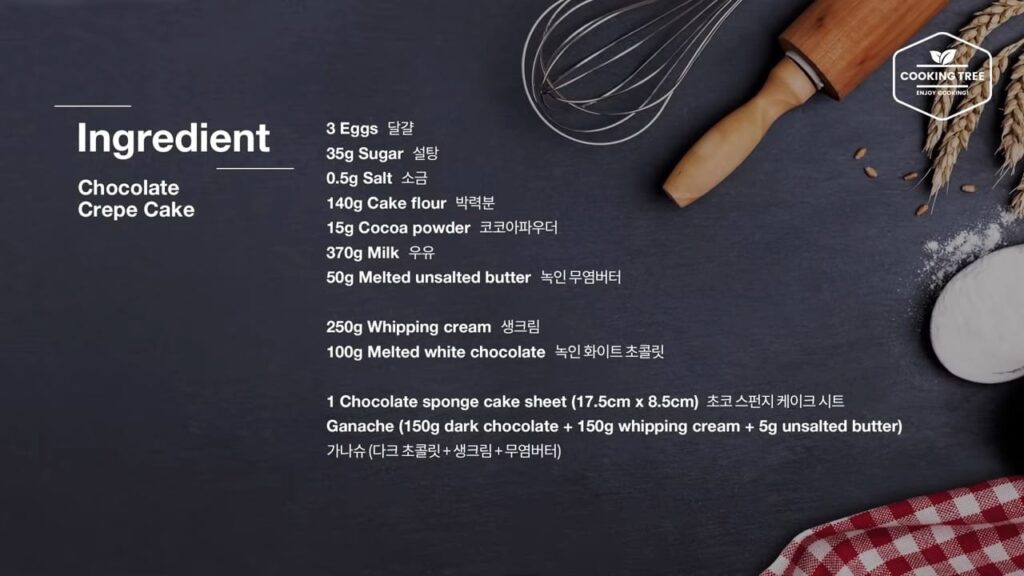 Ingredients Chocolate Crepe Cake Recipe-Cooking tree