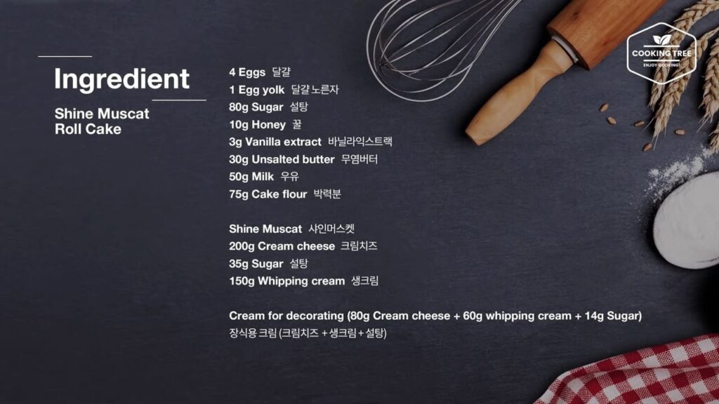 Ingredients Shine Muscat Roll Cake Recipe-Cooking tree