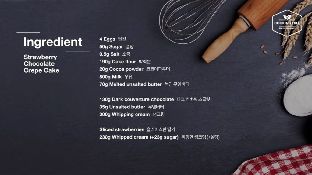 Ingredients Strawberry Chocolate Crepe Cake Recipe-Cooking tree
