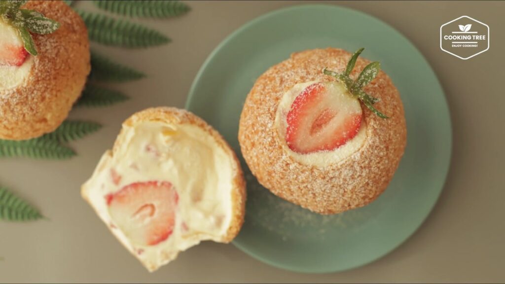 Strawberry Cream Puff(Cookie Choux) Muffin Recipe-Cooking tree
