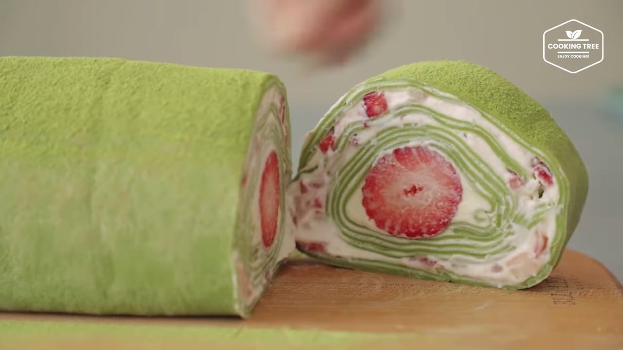 Strawberry Green tea Crepe Cake Recipe Cooking Tree