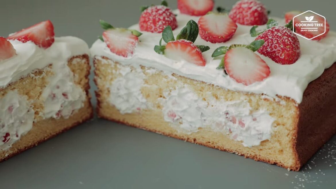 Strawberry Cream Castella Cake Recipe Cooking Tree