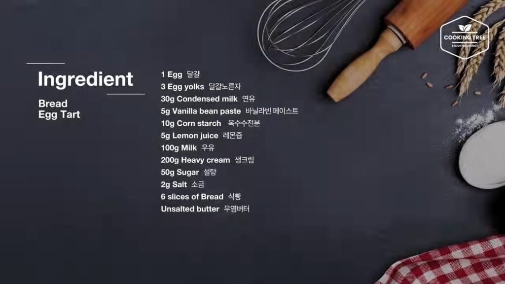 Ingredients Bread Egg Tart Recipe Cooking tree