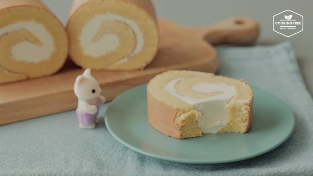 Vanilla Roll Cake Swiss Meringue Buttercream Cooking tree