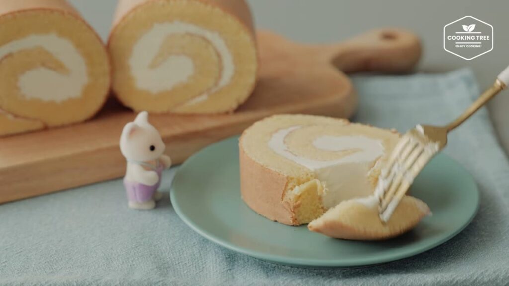 Vanilla Roll Cake Swiss Meringue Buttercream Cooking tree