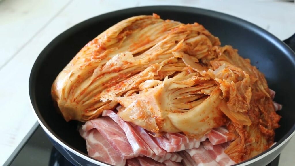 Steamed pork kimchi Korean food recipe