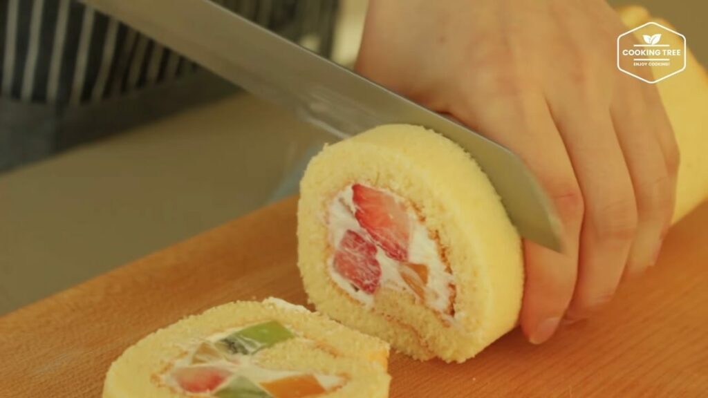 Fruits roll cake Recipe Cooking tree