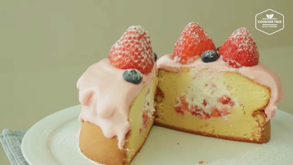 Strawberry Cream Castella Cake Recipe Cooking tree