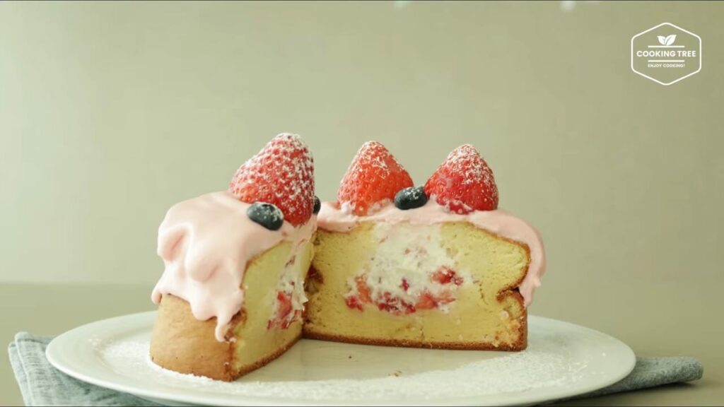 Strawberry Cream Castella Cake Recipe Cooking tree