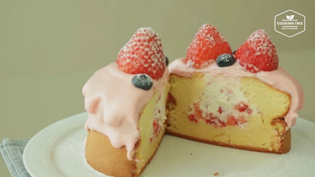 Strawberry Cream Castella Cake Recipe Cooking tree