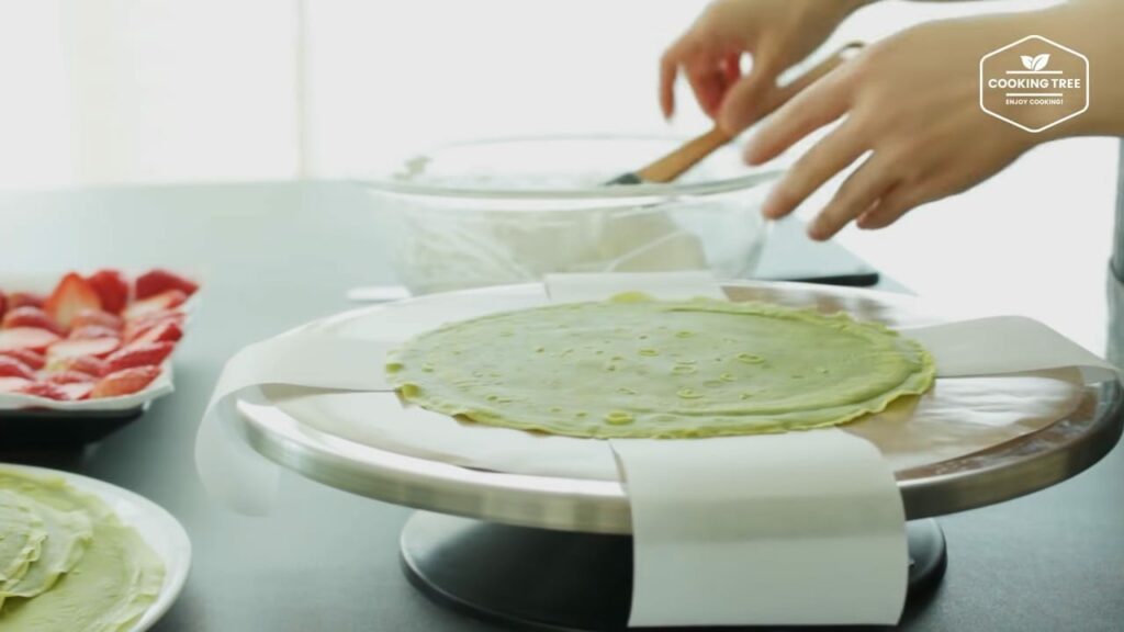 Strawberry green tea Matcha crepe cake Recipe Cooking tree