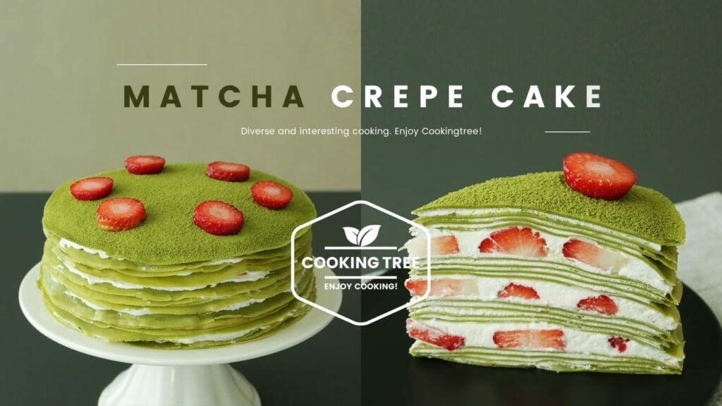 Strawberry green tea Matcha crepe cake Recipe Cooking tree