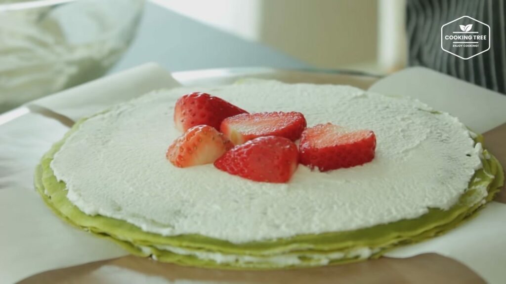 Strawberry green tea Matcha crepe cake Recipe Cooking tree