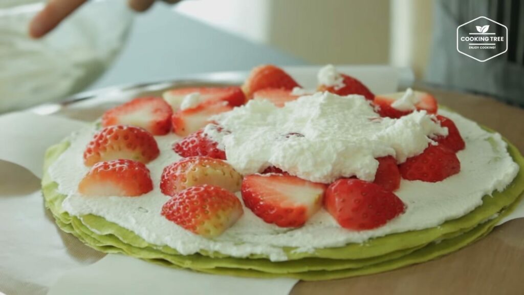 Strawberry green tea Matcha crepe cake Recipe Cooking tree