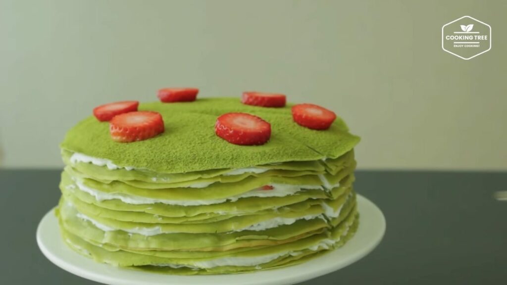 Strawberry green tea Matcha crepe cake Recipe Cooking tree