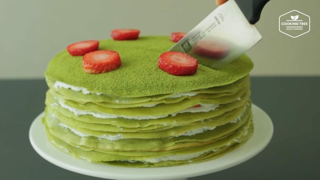 Strawberry green tea Matcha crepe cake Recipe Cooking tree