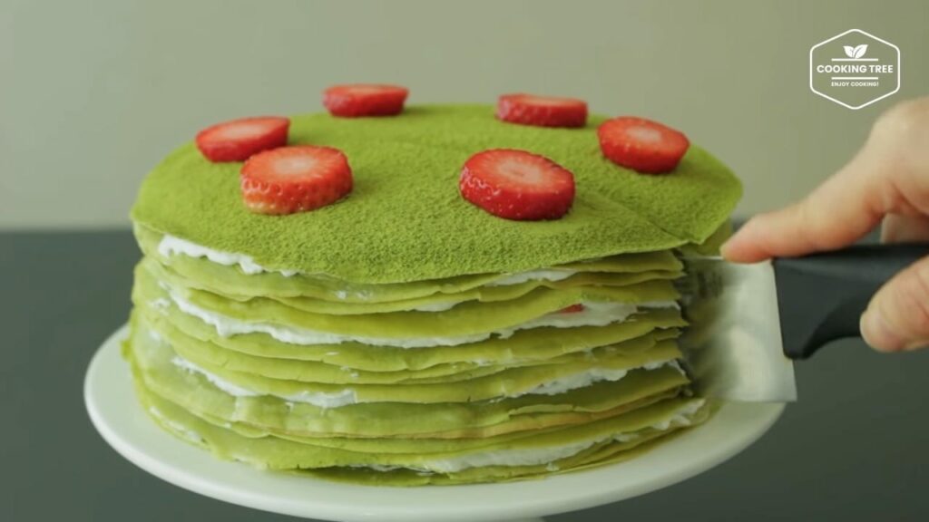 Strawberry green tea Matcha crepe cake Recipe Cooking tree