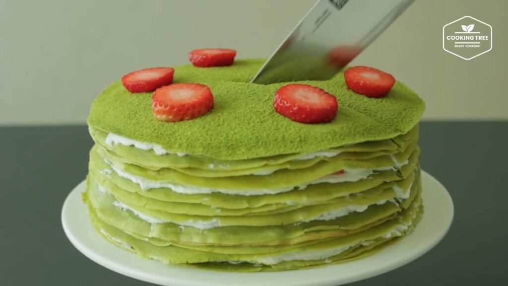 Strawberry green tea Matcha crepe cake Recipe Cooking tree