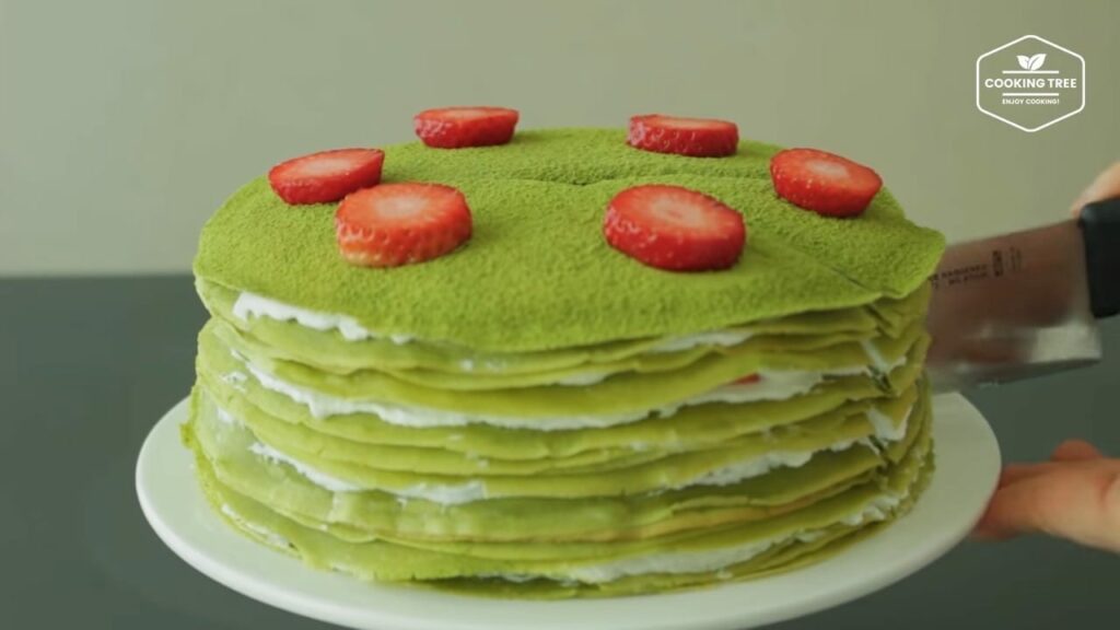 Strawberry green tea Matcha crepe cake Recipe Cooking tree