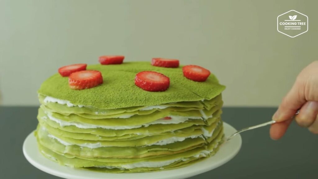 Strawberry green tea Matcha crepe cake Recipe Cooking tree