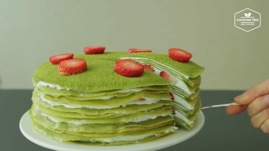 Strawberry green tea Matcha crepe cake Recipe Cooking tree