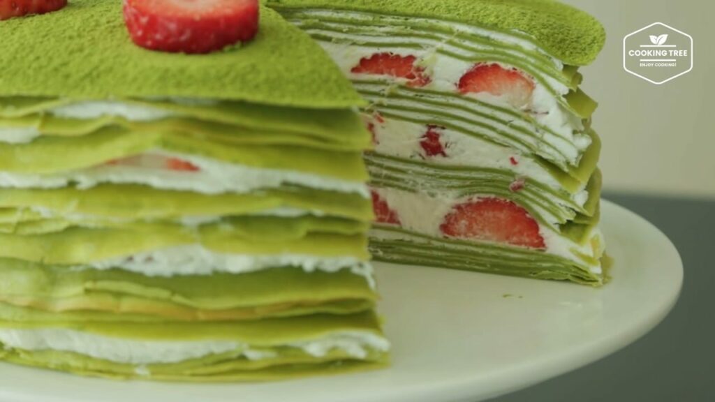 Strawberry green tea Matcha crepe cake Recipe Cooking tree