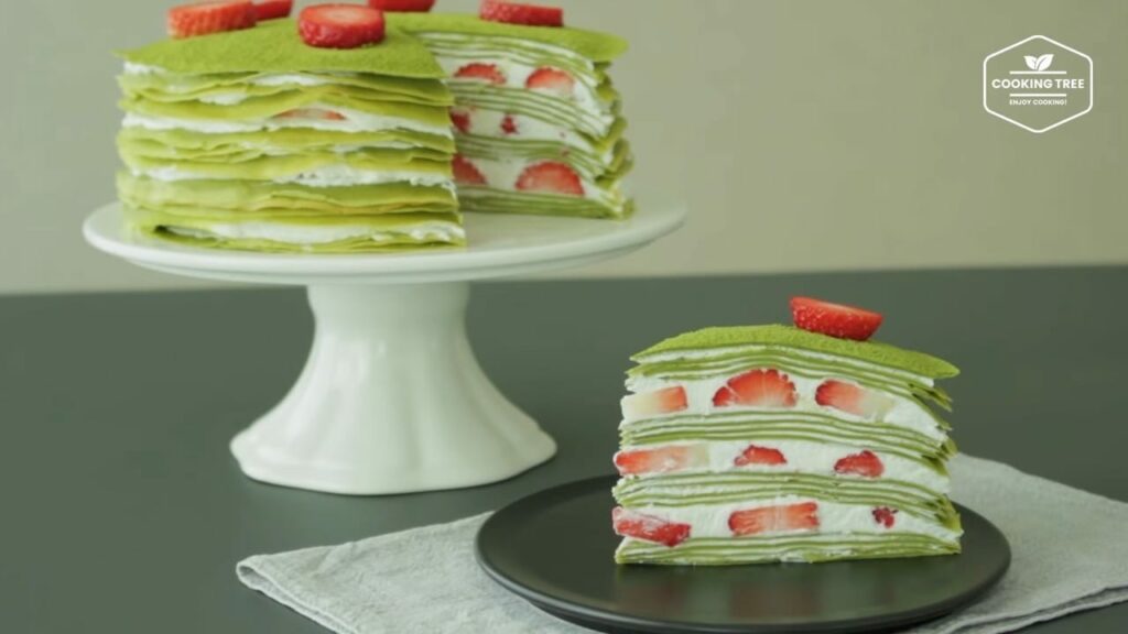 Strawberry green tea Matcha crepe cake Recipe Cooking tree