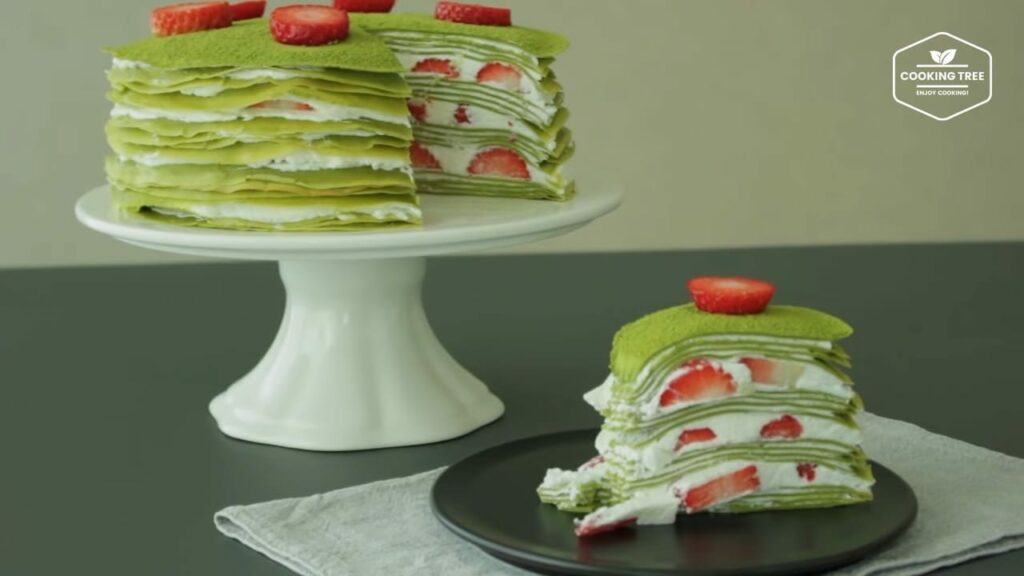 Strawberry green tea Matcha crepe cake Recipe Cooking tree