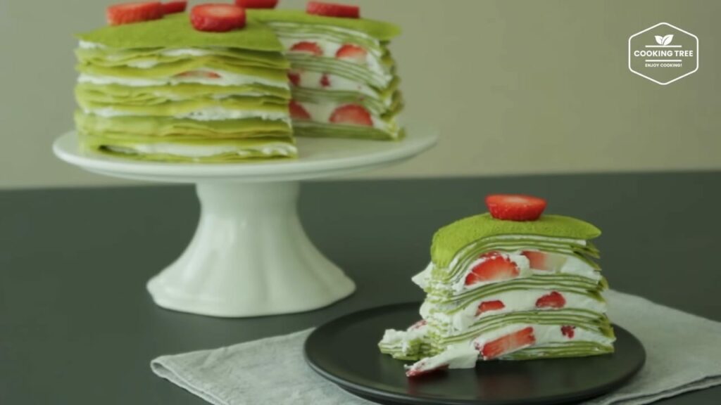 Strawberry green tea Matcha crepe cake Recipe Cooking tree