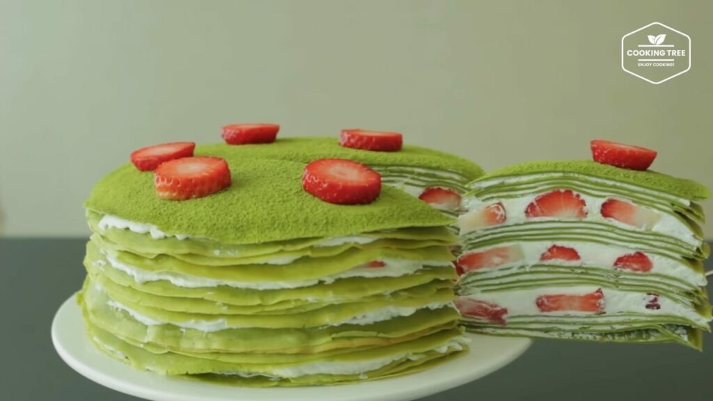 Strawberry green tea Matcha crepe cake Recipe Cooking tree