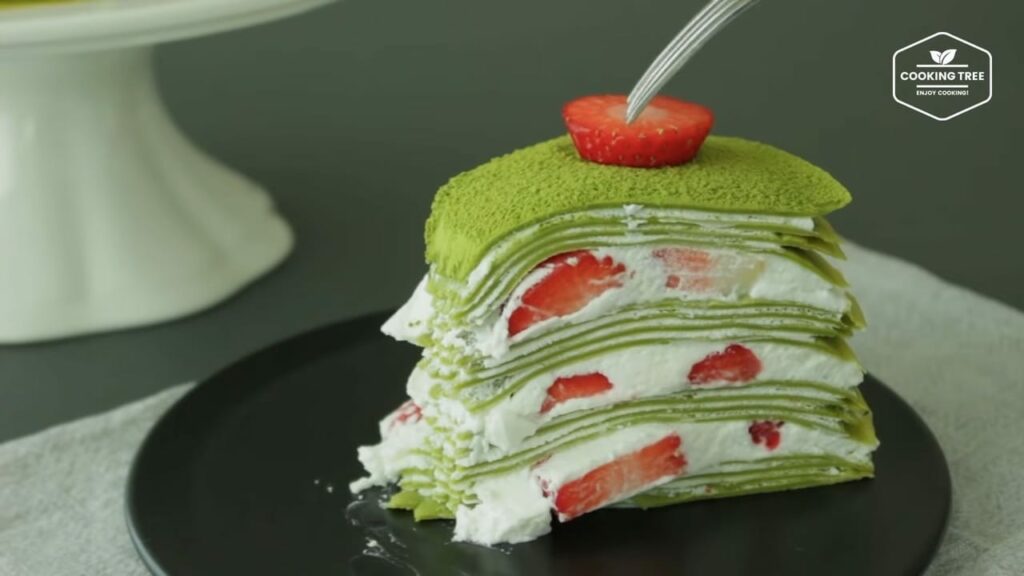 Strawberry green tea Matcha crepe cake Recipe Cooking tree