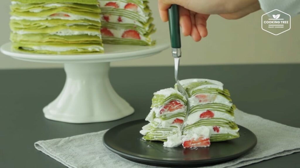 Strawberry green tea Matcha crepe cake Recipe Cooking tree