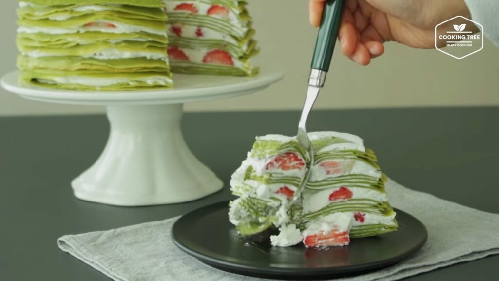 Strawberry green tea Matcha crepe cake Recipe Cooking tree