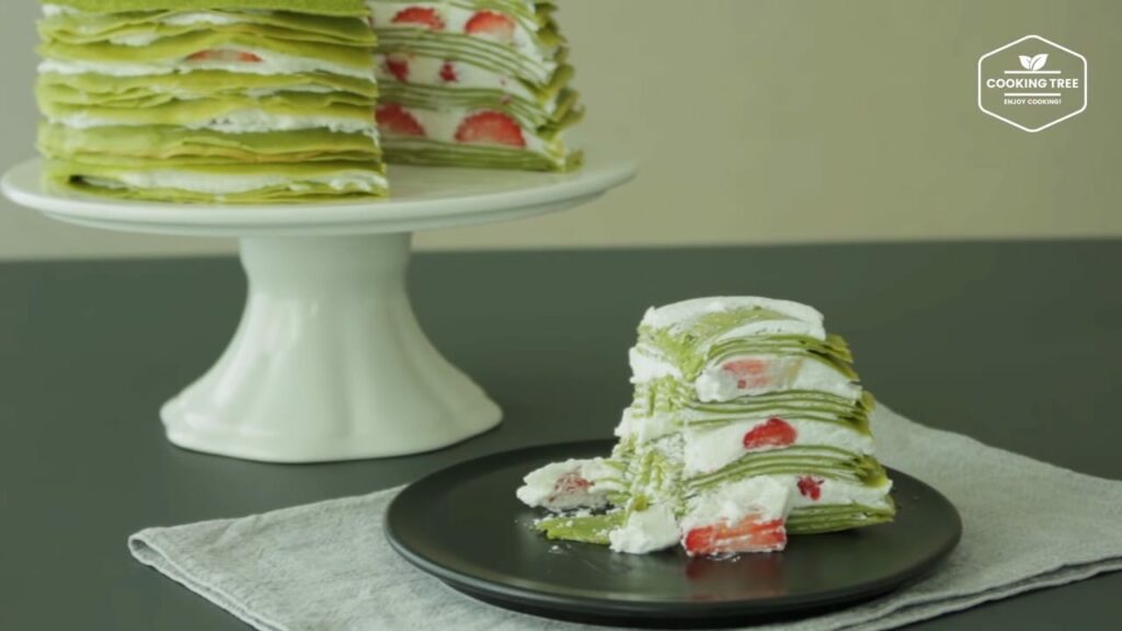 Strawberry green tea Matcha crepe cake Recipe Cooking tree