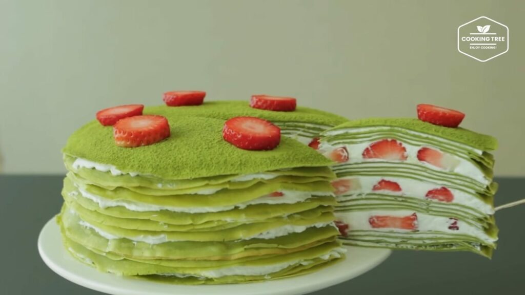 Strawberry green tea Matcha crepe cake Recipe Cooking tree