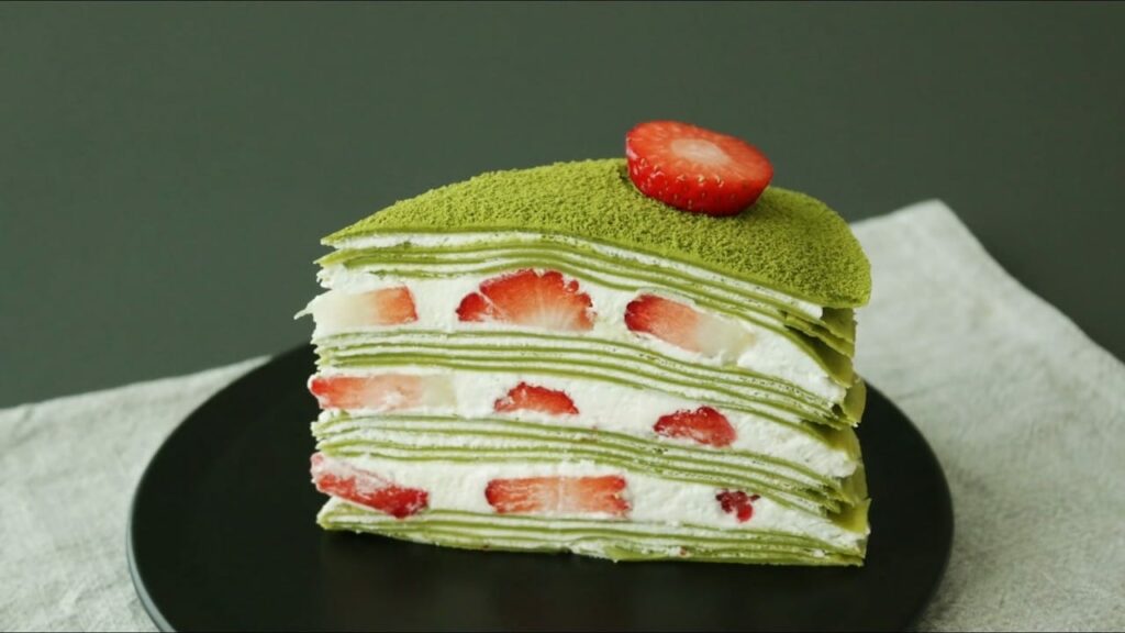 Strawberry green tea Matcha crepe cake Recipe Cooking tree