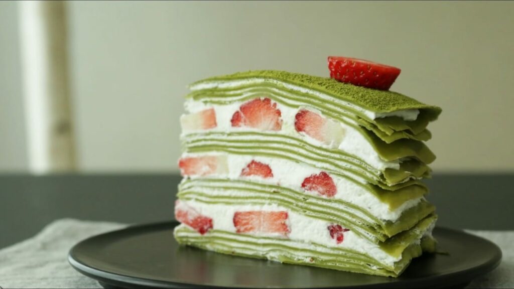 Strawberry green tea Matcha crepe cake Recipe Cooking tree