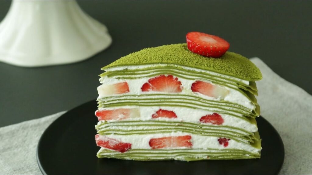 Strawberry green tea Matcha crepe cake Recipe Cooking tree