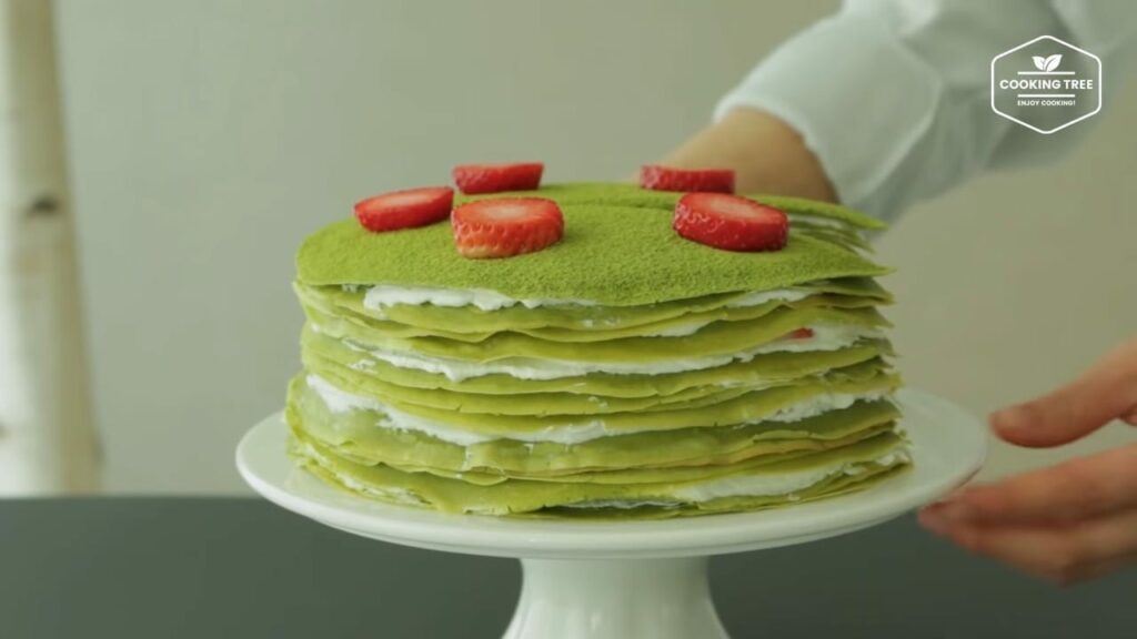 Strawberry green tea Matcha crepe cake Recipe Cooking tree