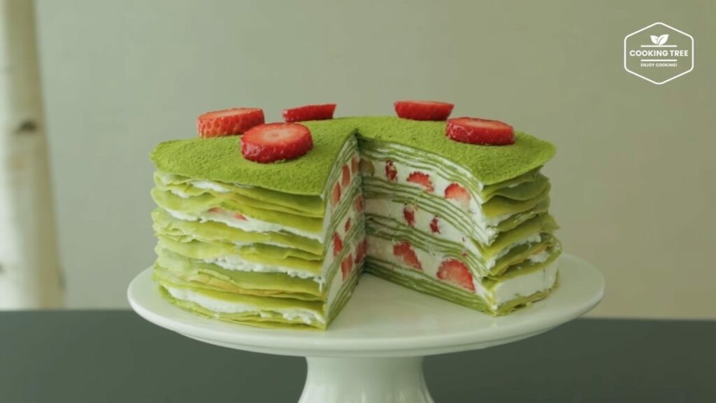 Strawberry green tea Matcha crepe cake Recipe Cooking tree
