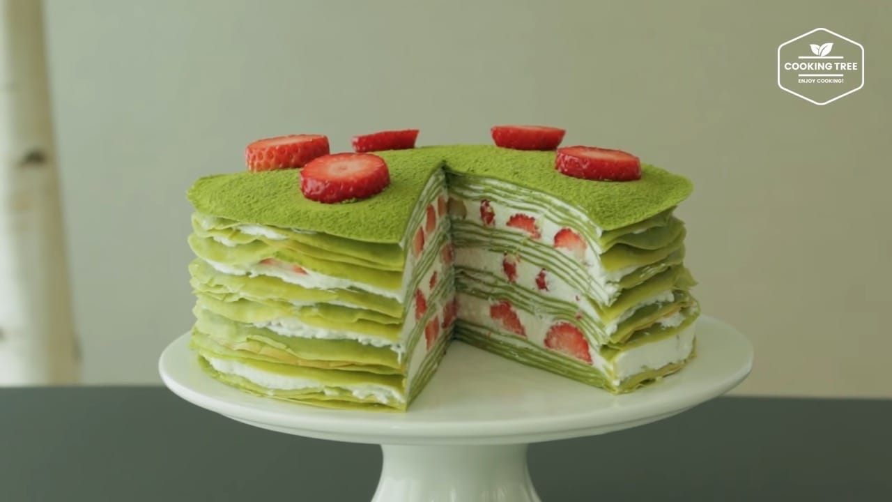 Strawberry green tea (Matcha) crepe cake Recipe