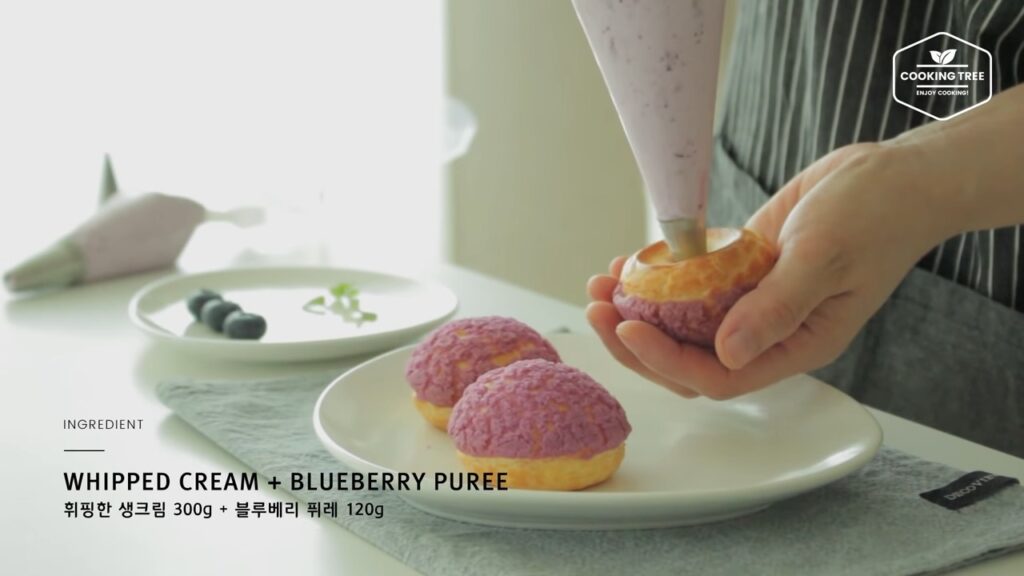 Blueberry Cookie Choux Cream puff Recipe Cooking tree