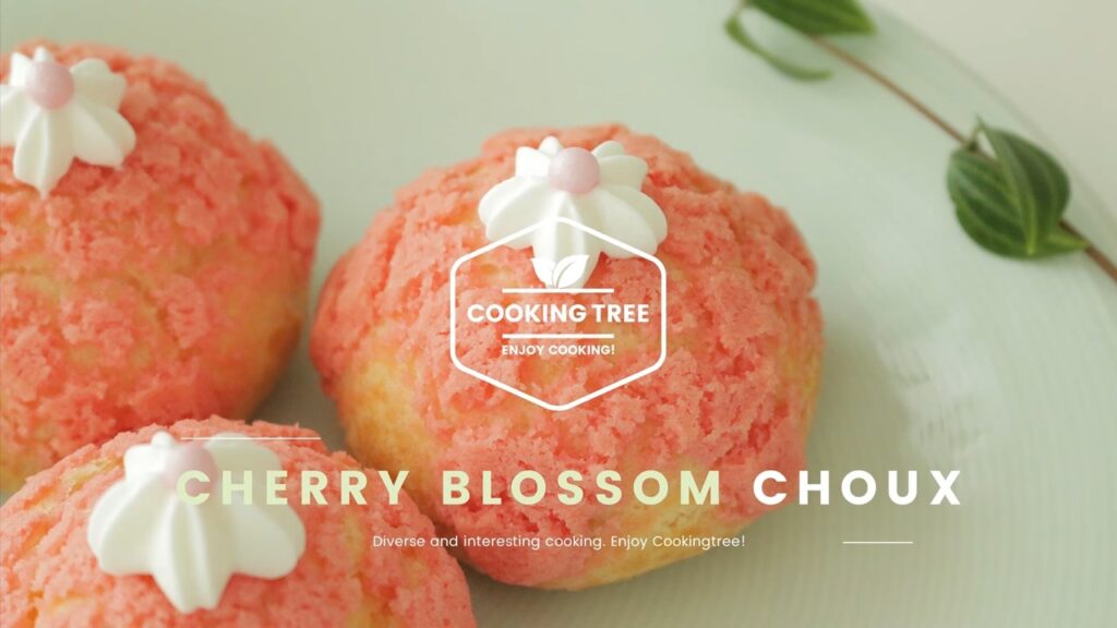Cherry Blossom Cookie Choux Cream puff Recipe Cooking tree