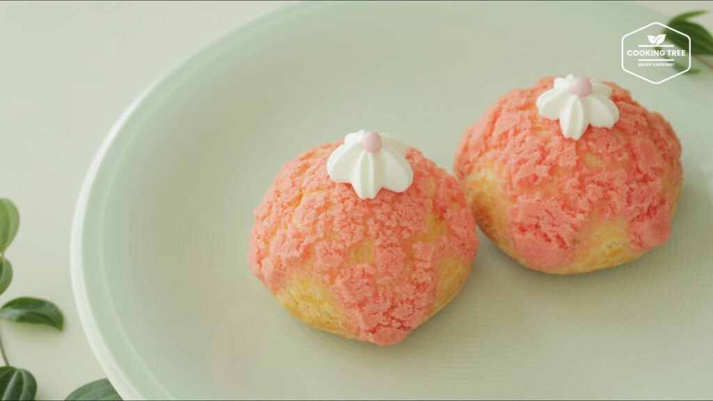 Cherry Blossom Cookie Choux Cream puff Recipe Cooking tree