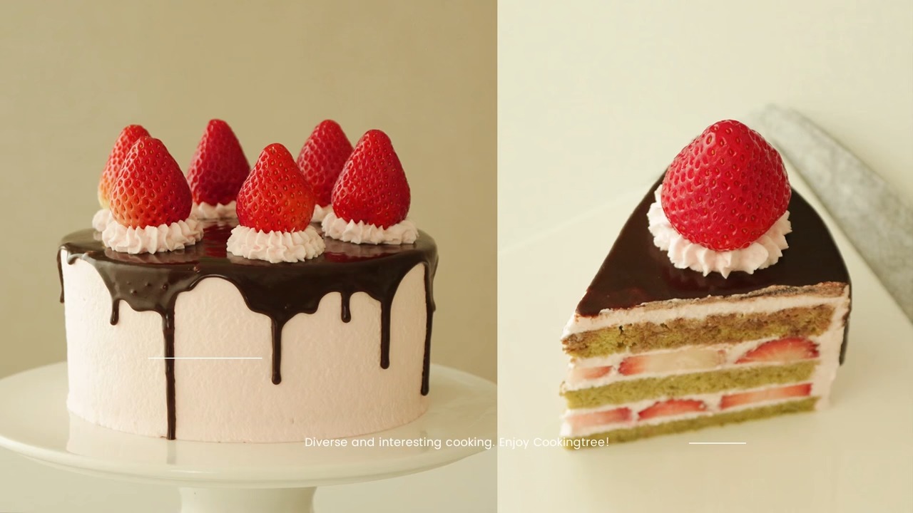 Matcha strawberry cake Recipe (Green tea cake)