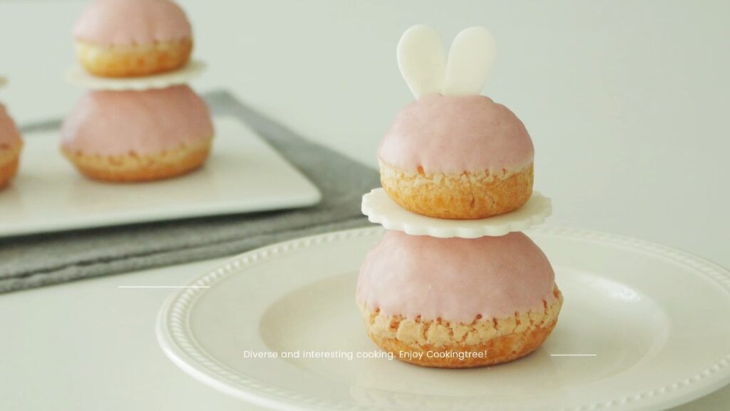 Pink Rabbit Cookie Choux Cream puff Recipe Cooking tree