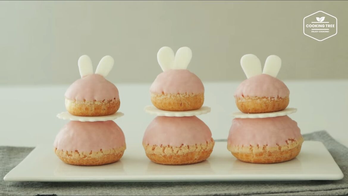 Pink Rabbit Cookie Choux Cream puff Recipe Cooking tree Pink Rabbit Cookie Choux Cream puff Recipe Cooking tree