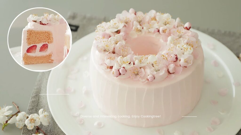 Cherry blossom chiffon cake Recipe Cooking tree