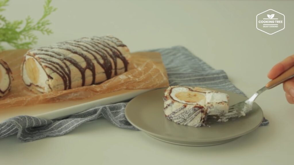 Chocolate banana meringue roll cake Recipe Cooking tree