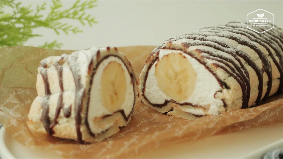 Chocolate banana meringue roll cake Recipe Cooking tree